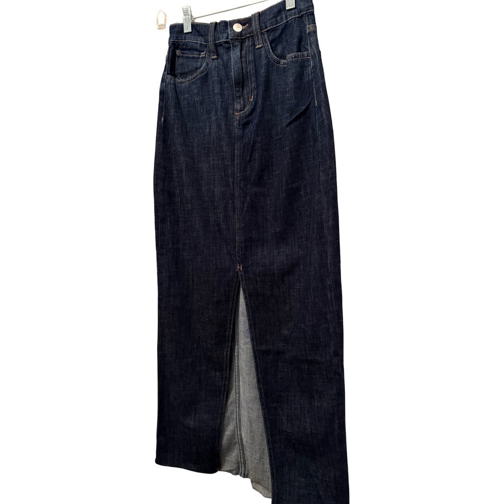 JOES JEANS Women's Dark Wash Denim Maxi Skirt Slit Raw Hem Size 23
